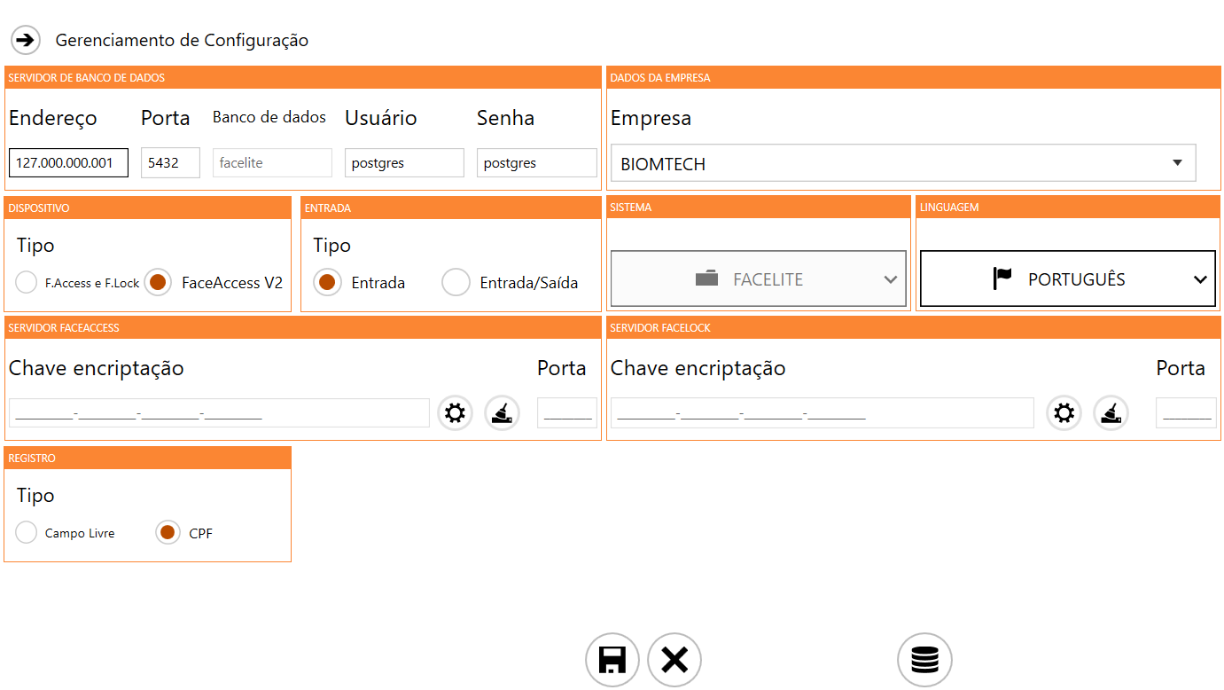 Tela Configuração